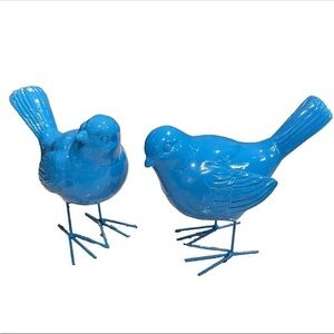 “Three Hands” Resin Blue Bird Figurines Set of 2.